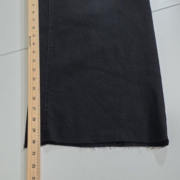 Oat New York Jean Women 18W Black Wide Leg High Rise Raw Hem Stretch GrungeGoth - Picture 8 of 16